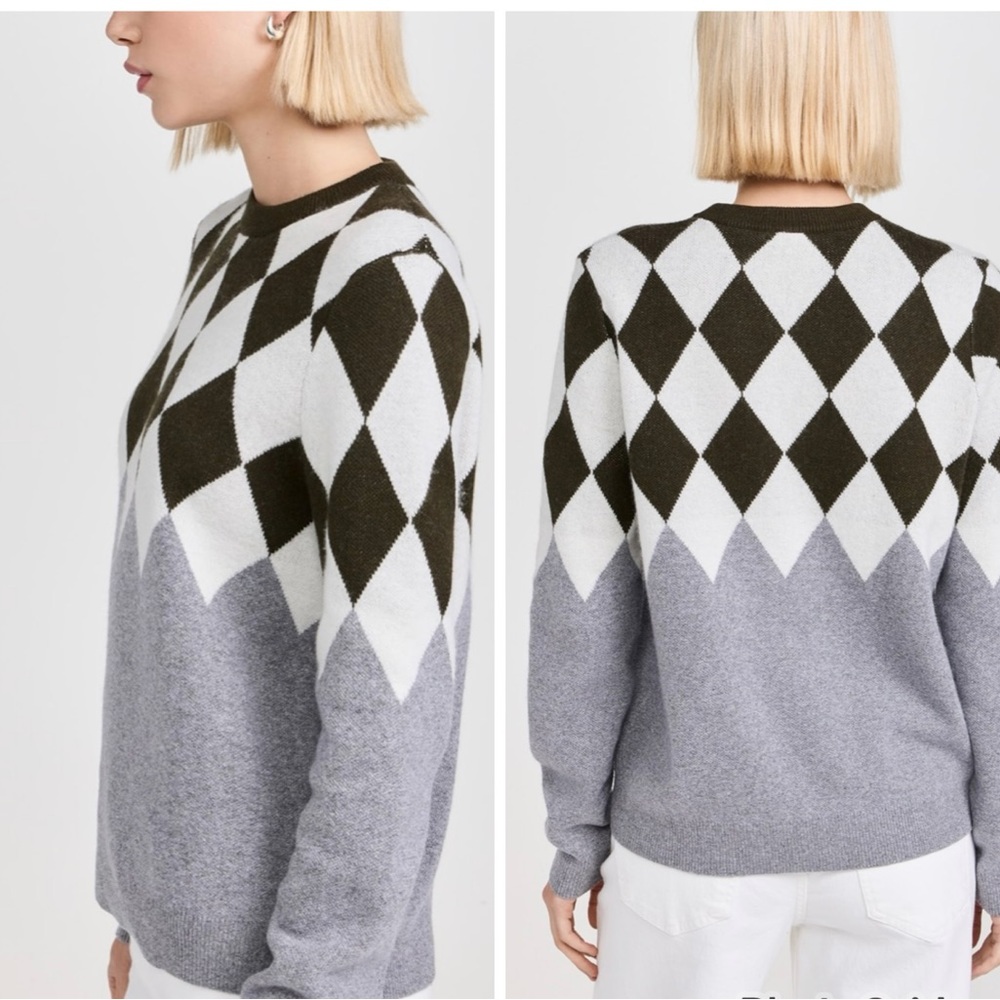 KULE Bryce Argyle Crewneck Wool blend Sweater Women’s Sz Small